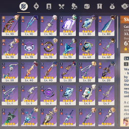 90LVL⭐Raiden Shogun(C1)🔥Xiao⭐Yoimiya🔥Zhongli⭐Kaedehara Kazuha🔥Mona⭐Jean🔥Qiqi⭐Keqing🔥Aloy💜EU💜2 |5 stars*  Weapons💜39 CHARACTERS💜AR. 56💜 1